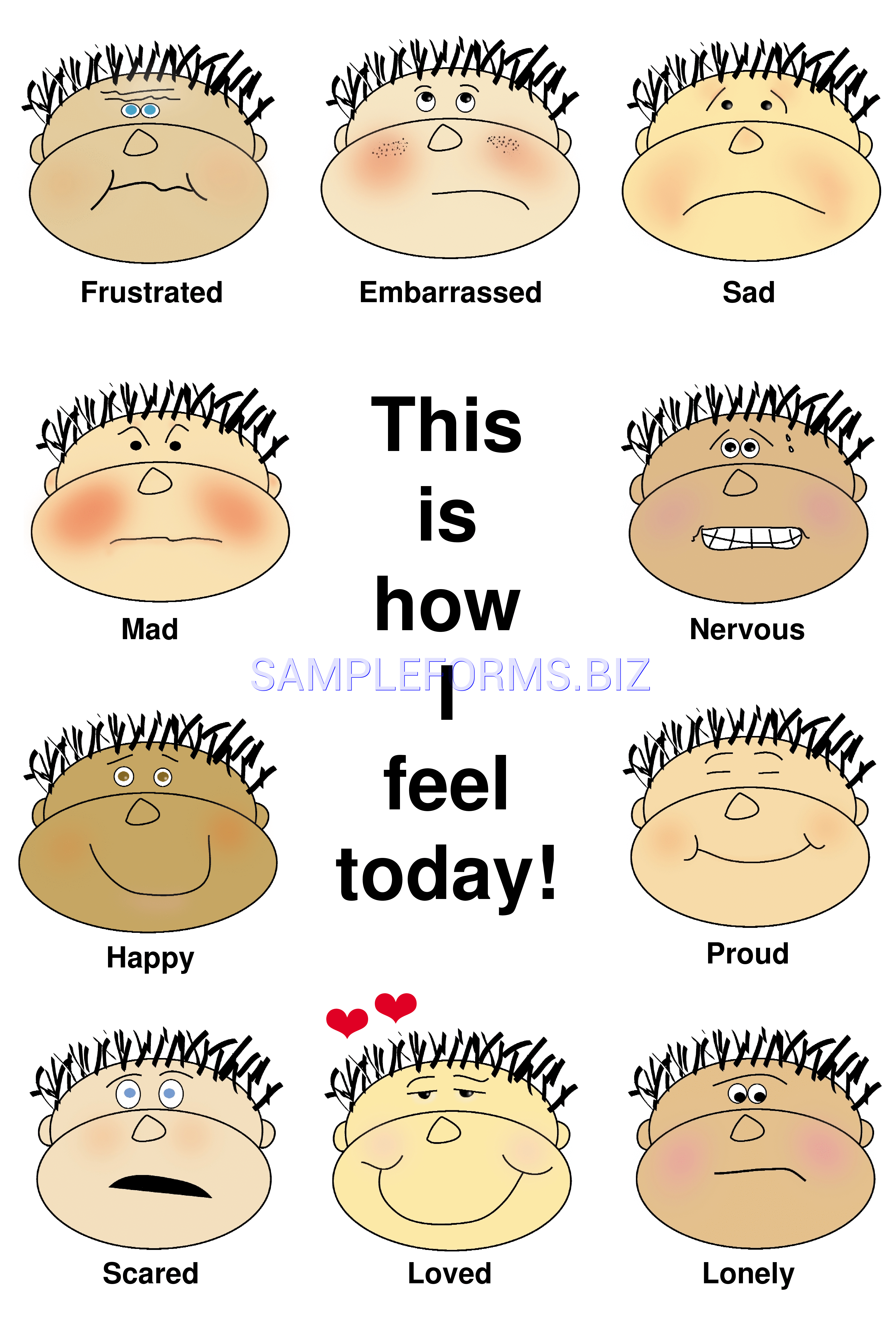 Preview free downloadable Feelings Chart 2 in PDF (page 1)